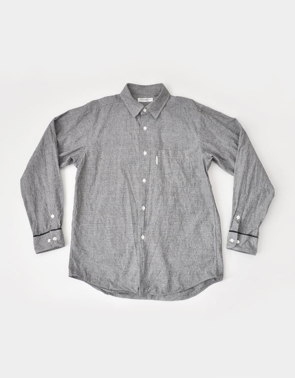 コットンシルクの袖口パイピングシャツ